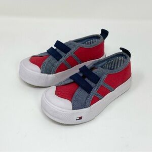 Tommy Hilfiger Lil Bailey Slip On Sneaker Kids Size 5 Toddler Chambray Red